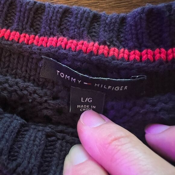 Tommy Hilfiger Womens Long Sleeve Knit Sweater navy blue size large - Picture 3 of 6